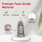 Adore Scalio 2 Stage Stainless Steel Regular Neck Feeding Bottle -140ml