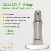 Adore Scalio 2 Stage Stainless Steel Regular Neck Feeding Bottle -240ml