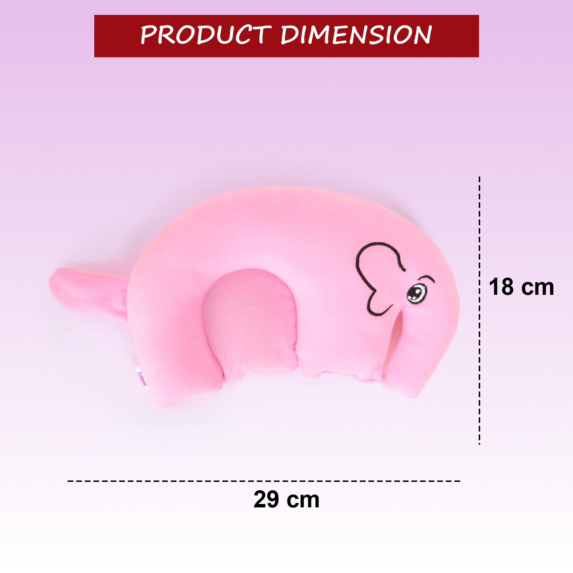 Adore Li'l Elephant- The Neck Shaped Mustard/ Rai Seeds Pillow - Pink