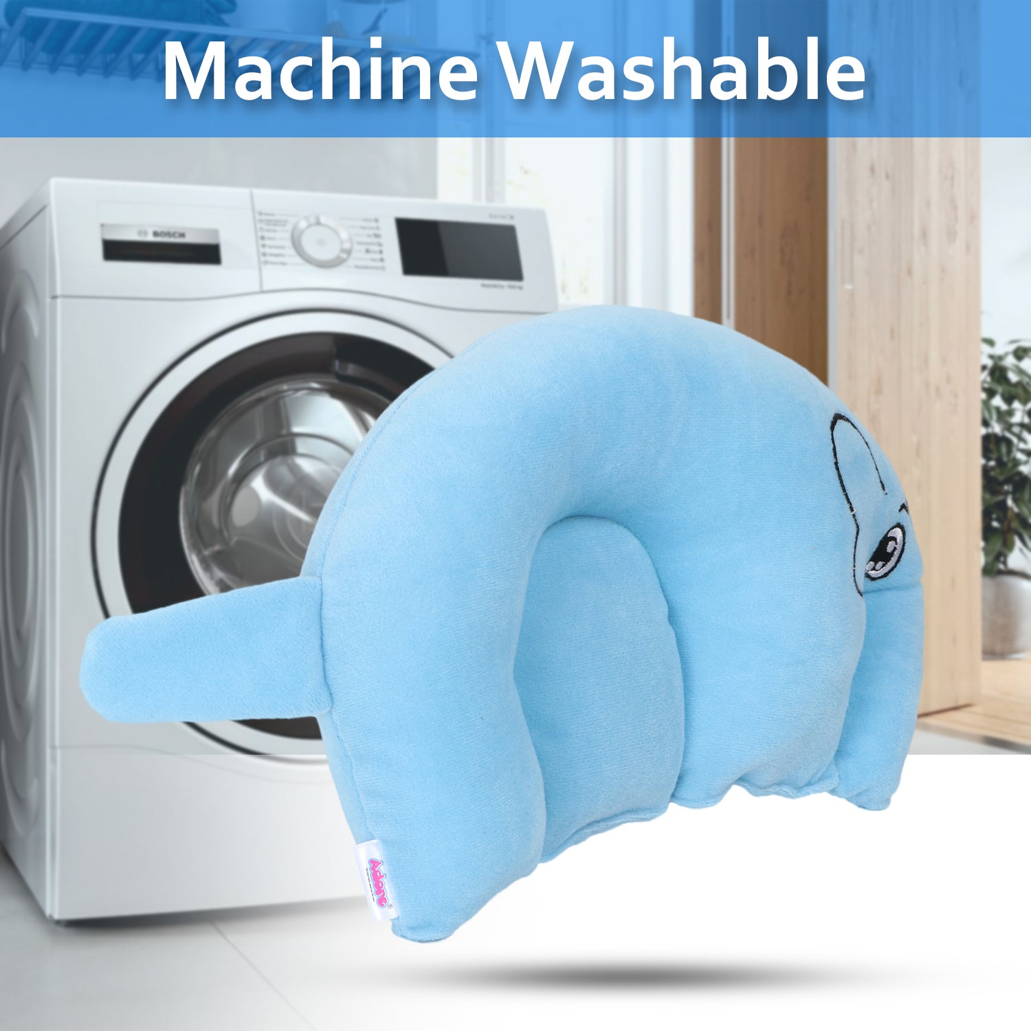 Adore Li'l Elephant- The Neck Shaped Mustard/ Rai Seeds Pillow - Blue