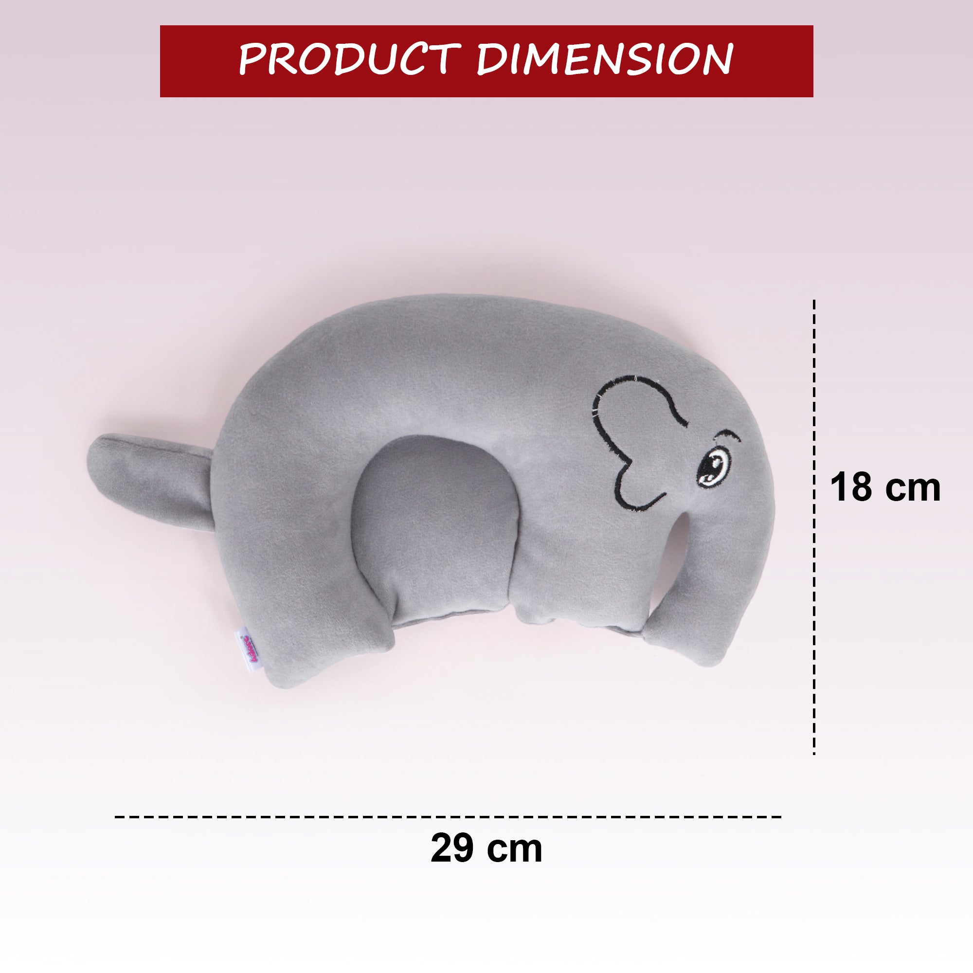 Adore Li'l Elephant- The Neck Shaped Mustard/ Rai Seeds Pillow - Grey