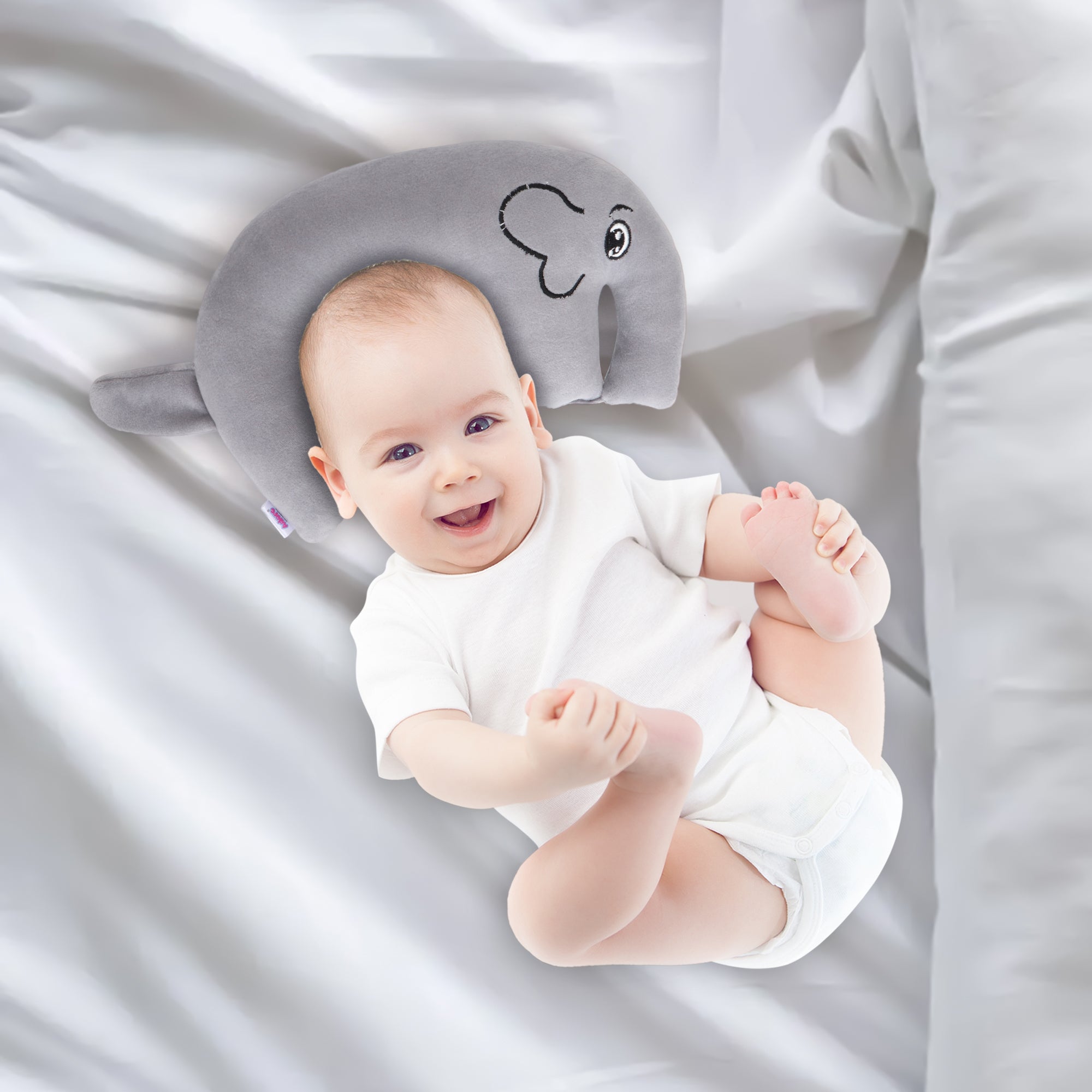 Adore Li'l Elephant- The Neck Shaped Mustard/ Rai Seeds Pillow - Grey