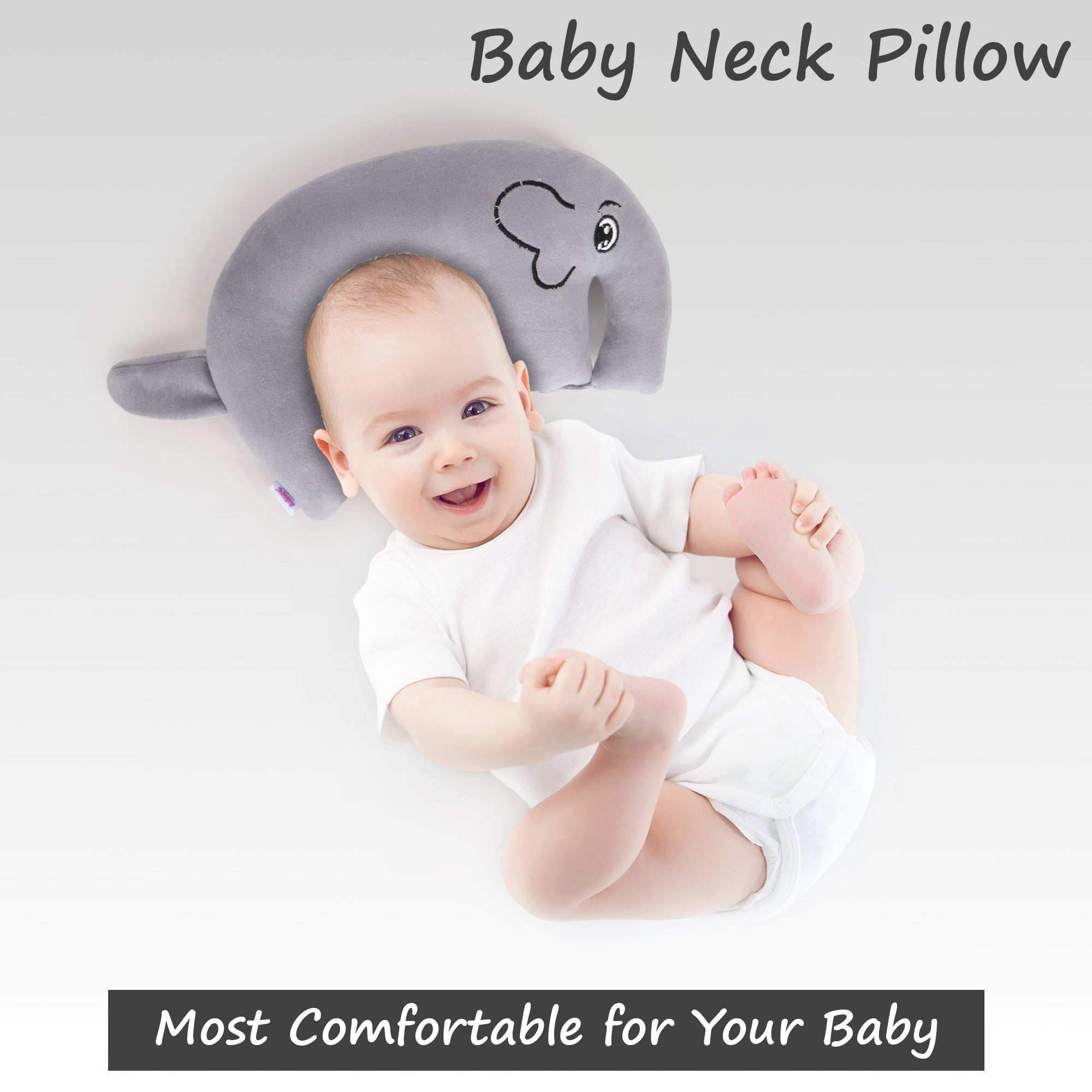 Adore Li'l Elephant- The Neck Shaped Mustard/ Rai Seeds Pillow - Grey