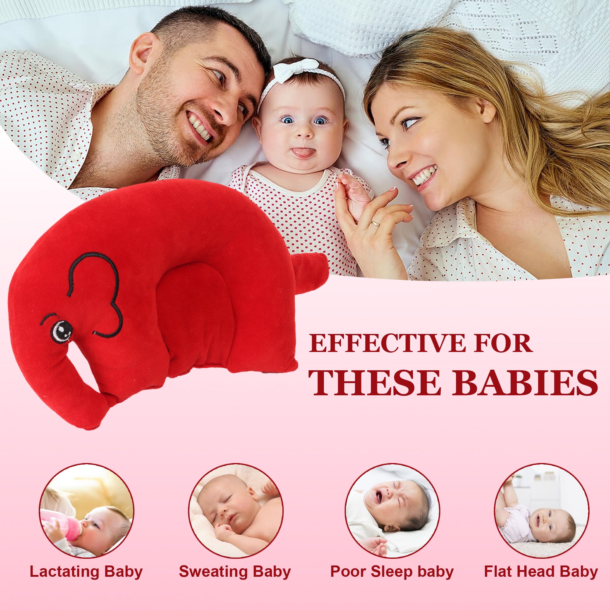 Adore Li'l Elephant- The Neck Shaped Mustard/ Rai Seeds Pillow - Red