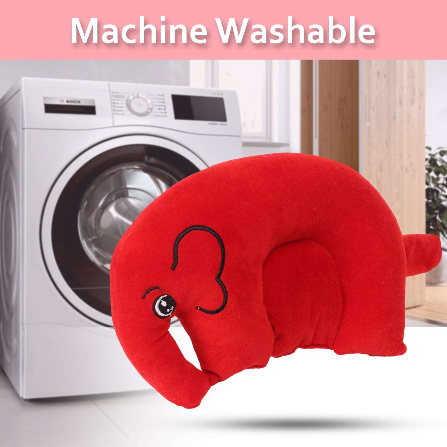 Adore Li'l Elephant- The Neck Shaped Mustard/ Rai Seeds Pillow - Red