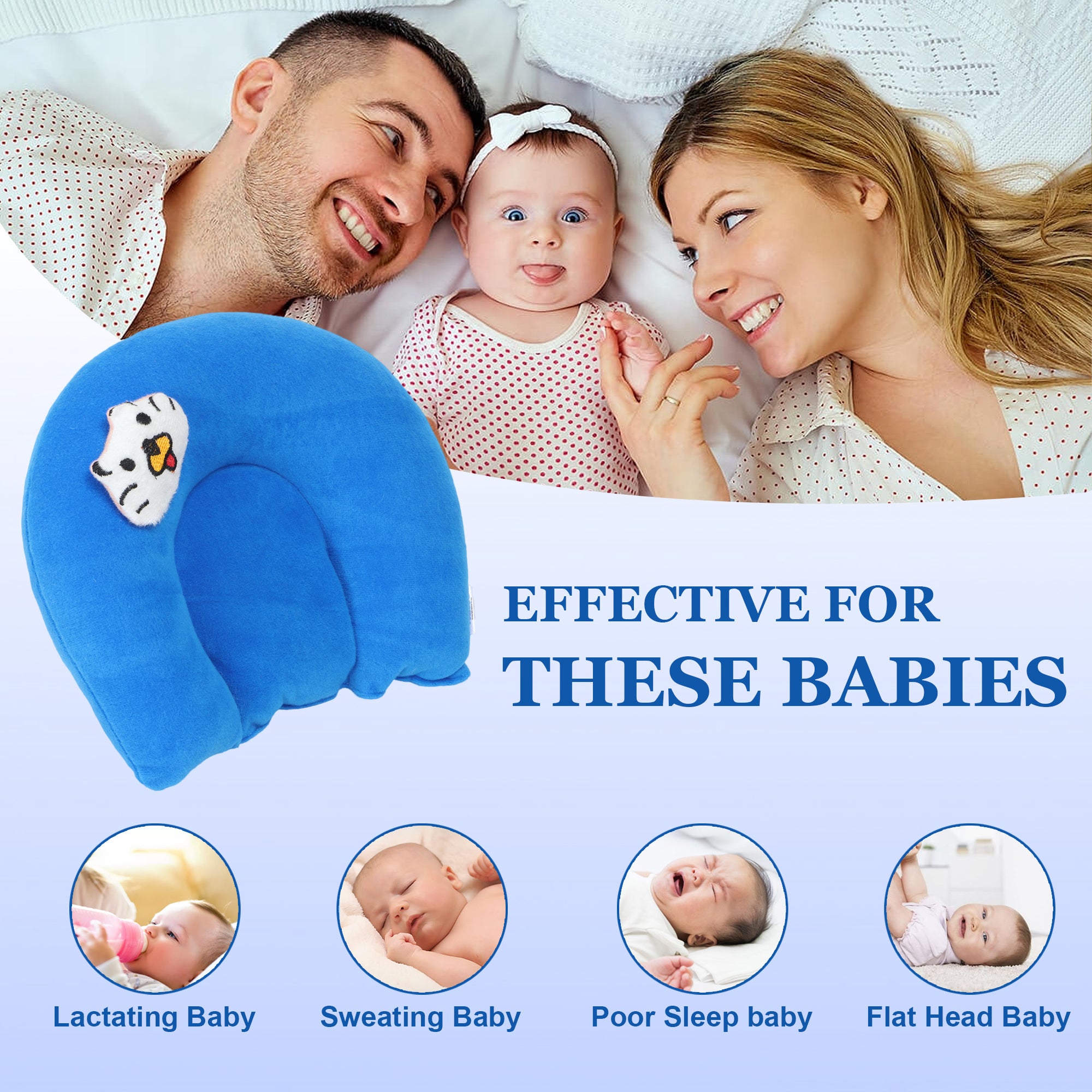 Adore Li’l TED- The Neck Shaped Mustard/ Rai Seeds Pillow - Blue