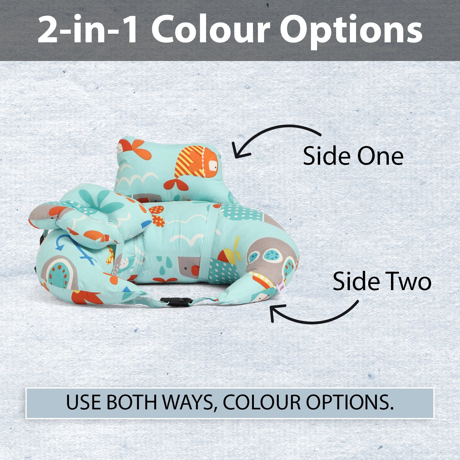 Adore Feedero! Baby Multipurpose Feeding Pillow with Fence Protection and Adjustable Belt-Blue