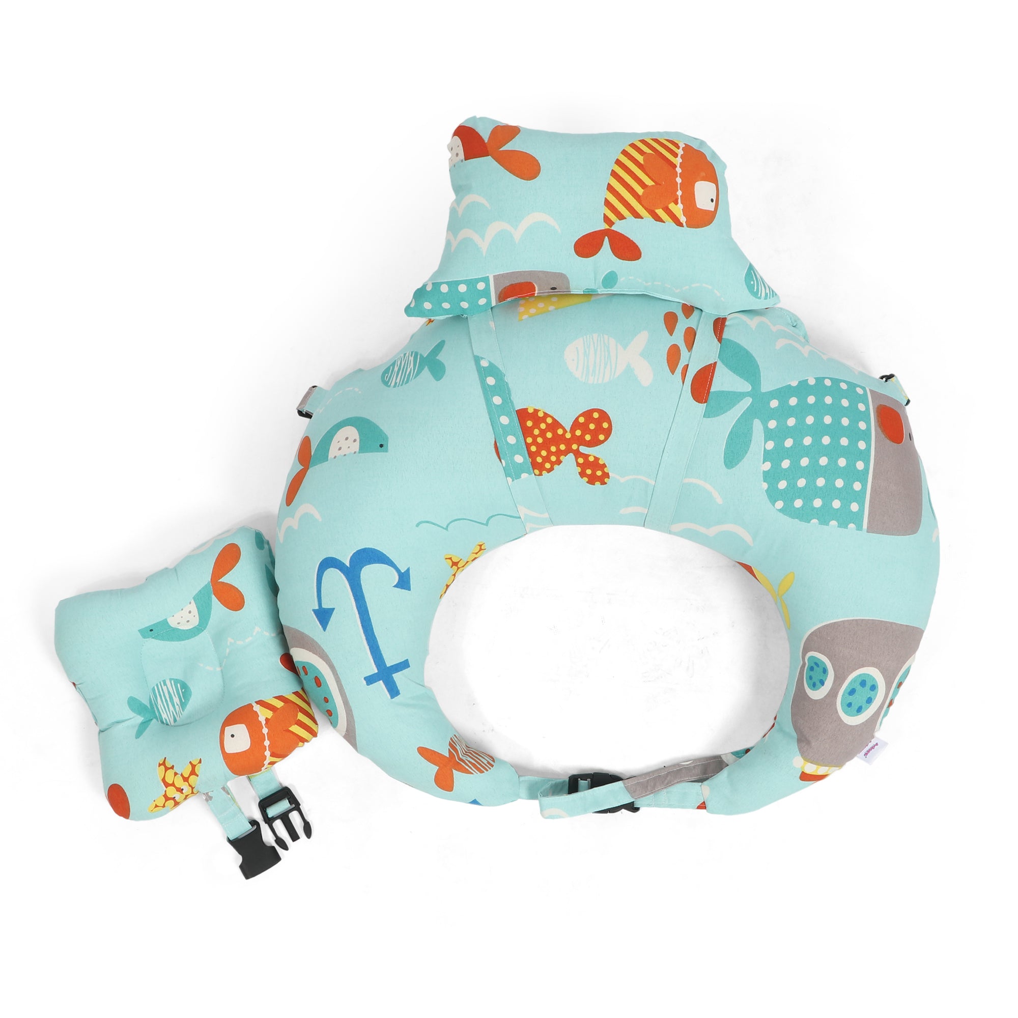 Adore Feedero! Baby Multipurpose Feeding Pillow with Fence Protection and Adjustable Belt-Blue