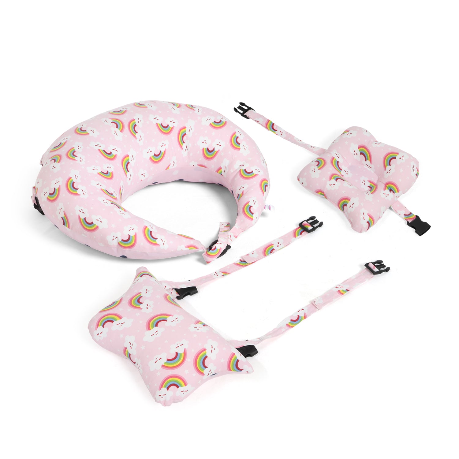 Adore Feedero! Baby Multipurpose Feeding Pillow with Fence Protection and Adjustable Belt-Pink