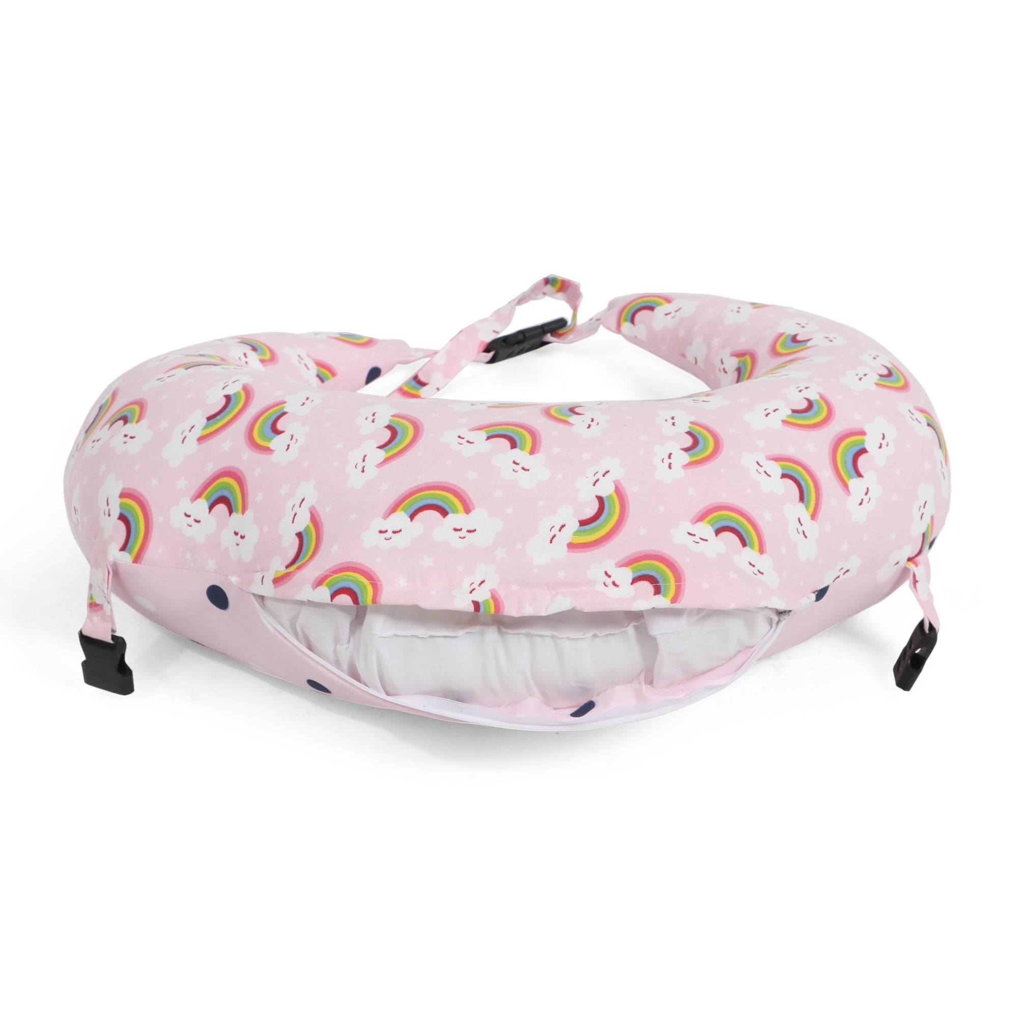 Adore Feedero! Baby Multipurpose Feeding Pillow with Fence Protection and Adjustable Belt-Pink