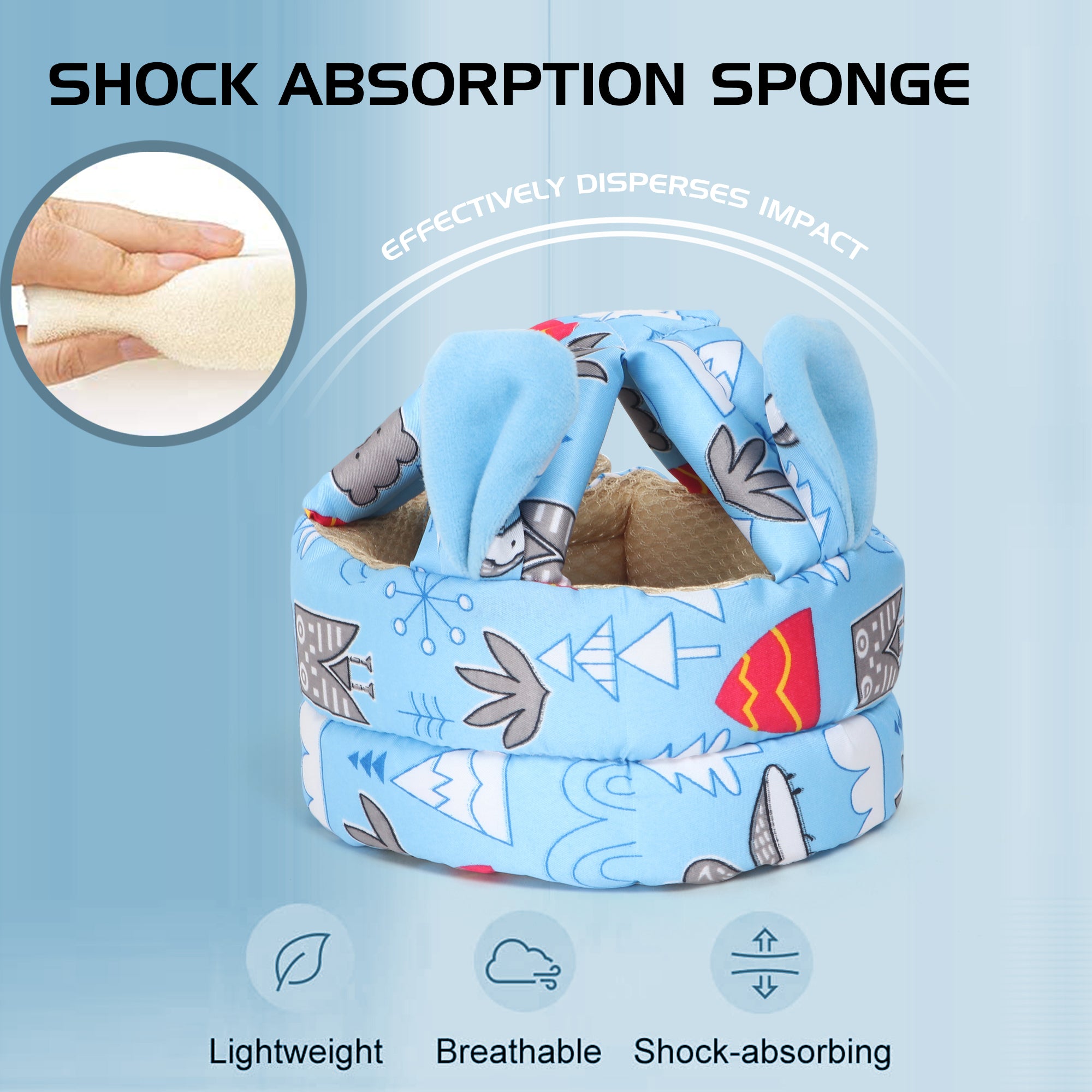 Adore REINDEER - The Adjustable Safety Head Protector Helmet with Adjustable Strap - Blue