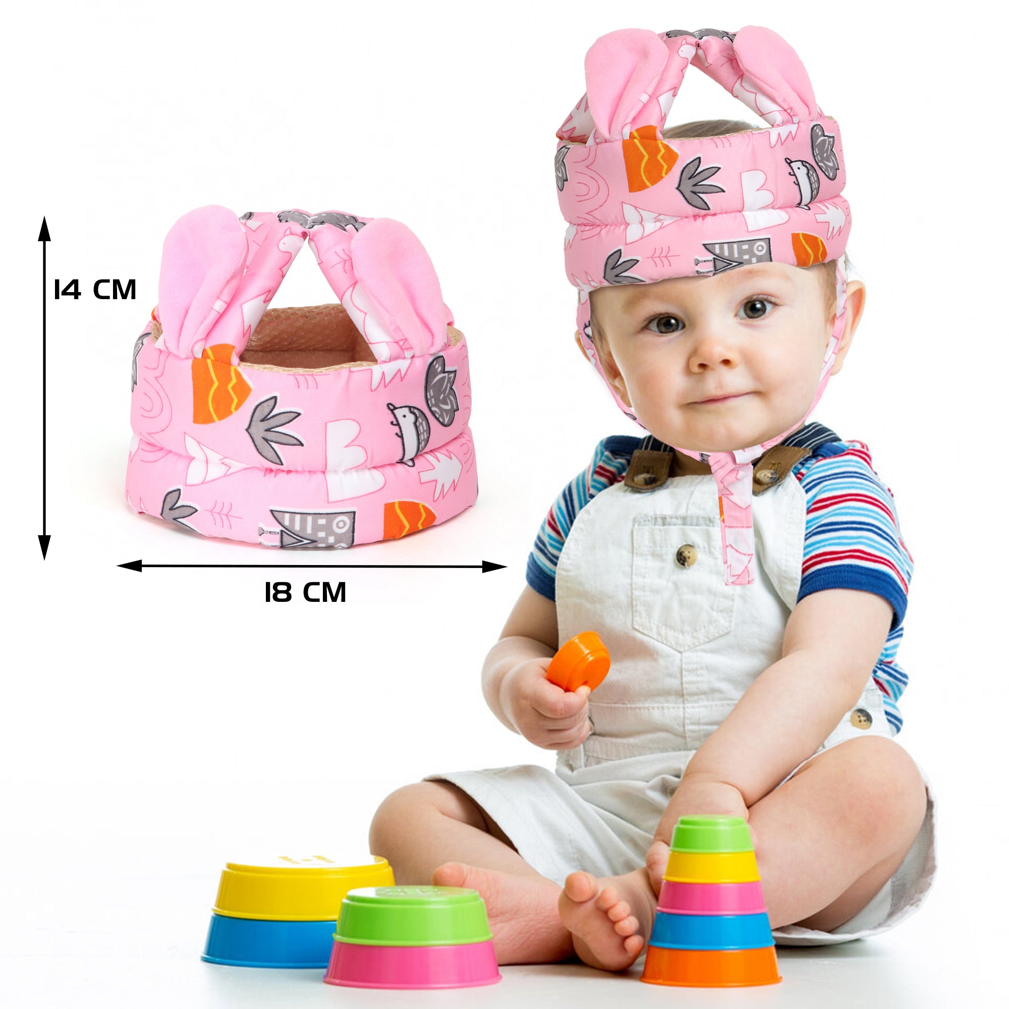 Adore REINDEER - The Adjustable Safety Head Protector Helmet with Adjustable Strap - Pink