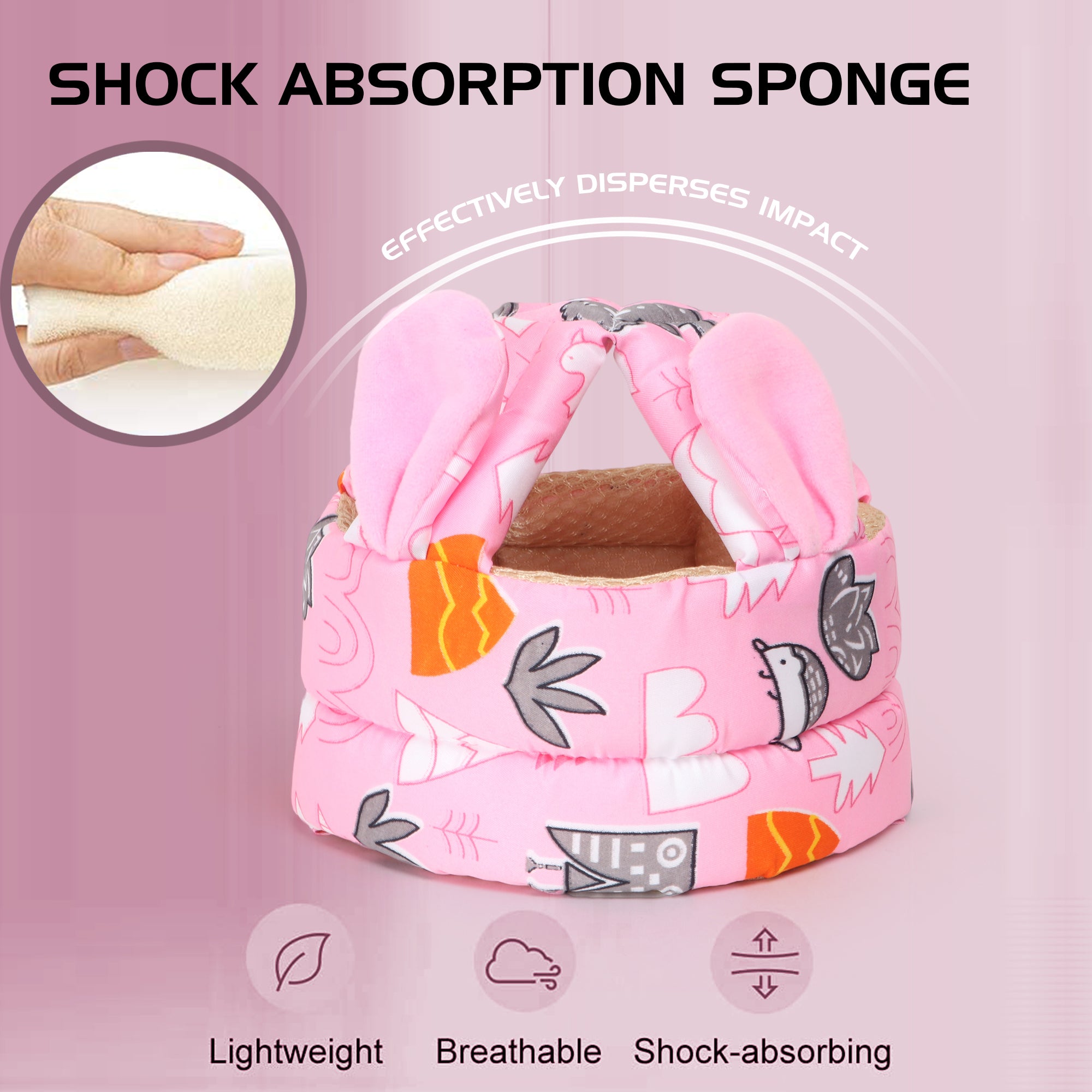 Adore REINDEER - The Adjustable Safety Head Protector Helmet with Adjustable Strap - Pink