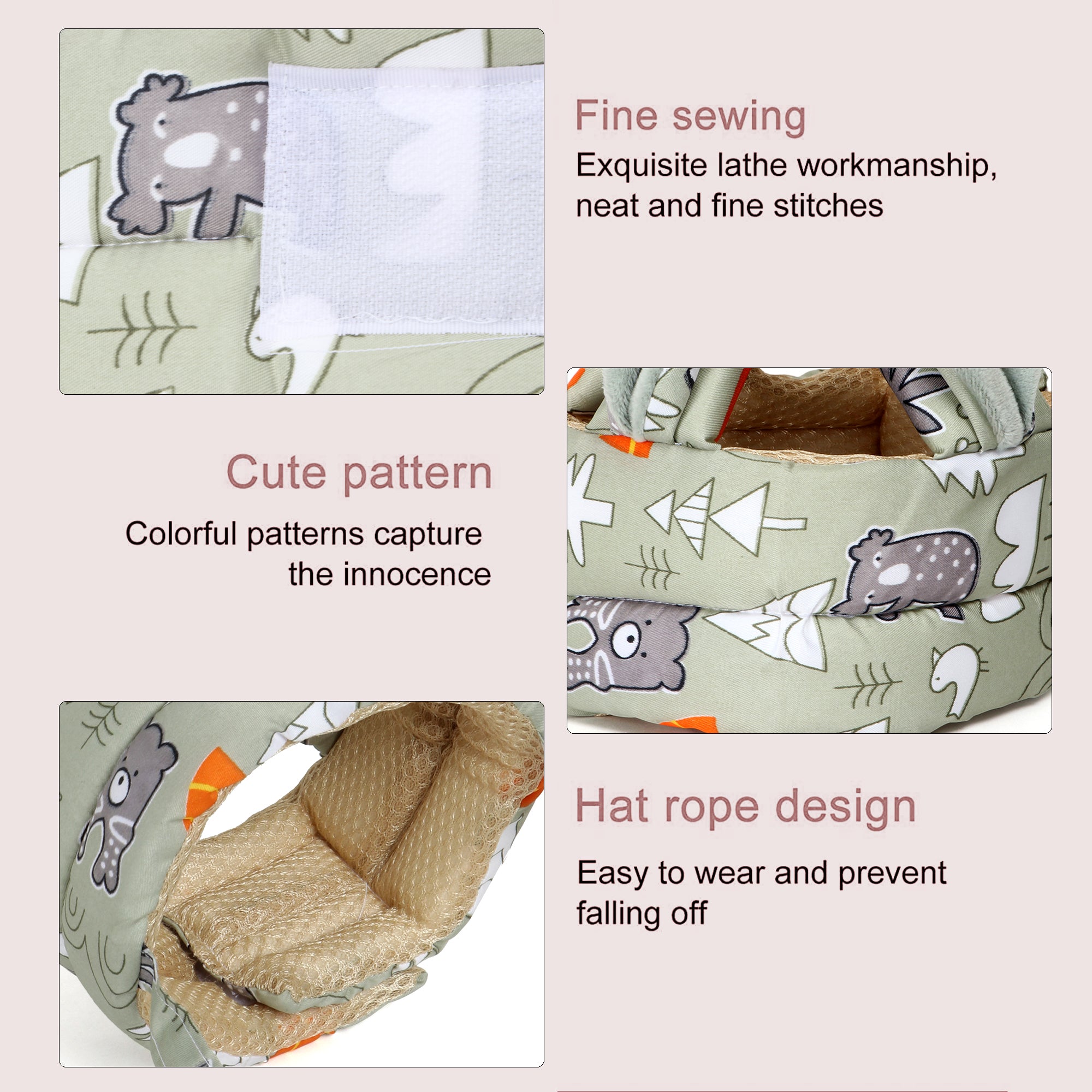 Adore REINDEER - The Adjustable Safety Head Protector Helmet with Adjustable Strap - Green