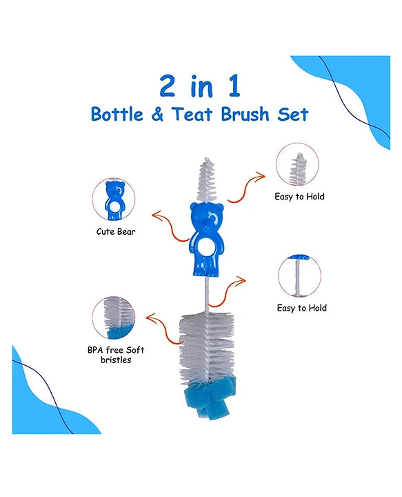Adore Hola Bear 2 in 1 Bottle Cleaning Brush Kit- Green