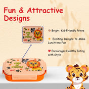 Adore Winner! Kids Stainless Steel Lunch box with Storage Box and Steel Spoon - Orange