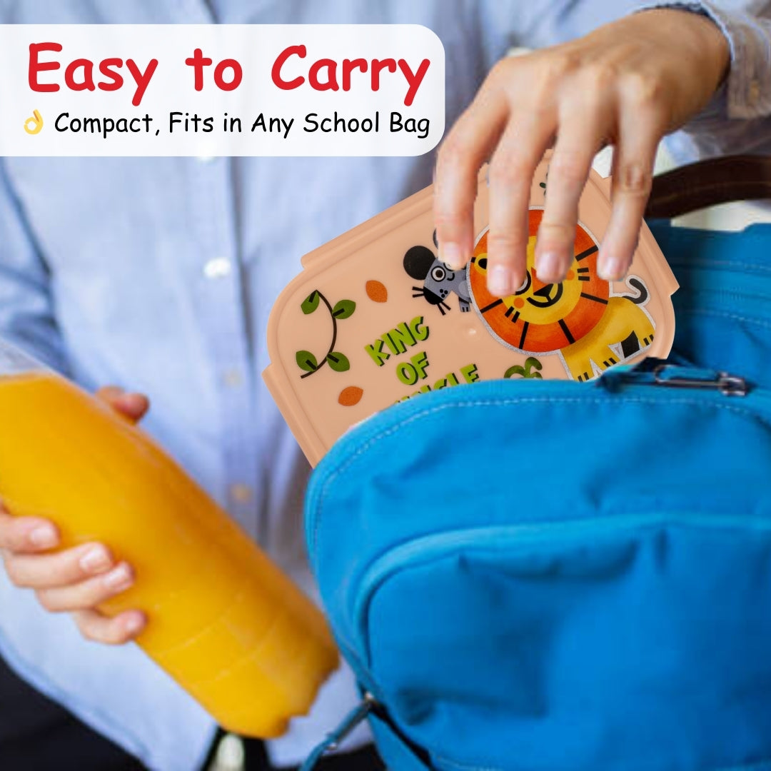 Adore Winner! Kids Stainless Steel Lunch box with Storage Box and Steel Spoon - Orange