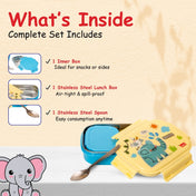 Adore Winner! Kids Stainless Steel Lunch box with Storage Box and Steel Spoon -Blue