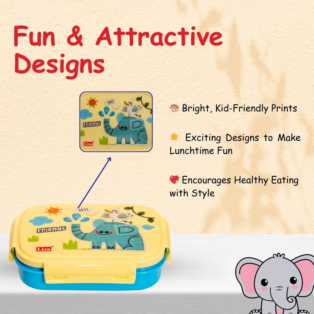 Adore Winner! Kids Stainless Steel Lunch box with Storage Box and Steel Spoon -Blue