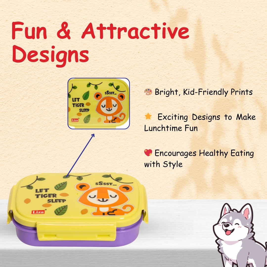 Adore Winner! Kids Stainless Steel Lunch box with Storage Box and Steel Spoon - Purple