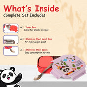 Adore Winner! Kids Stainless Steel Lunch box with Storage Box and Steel Spoon - Red