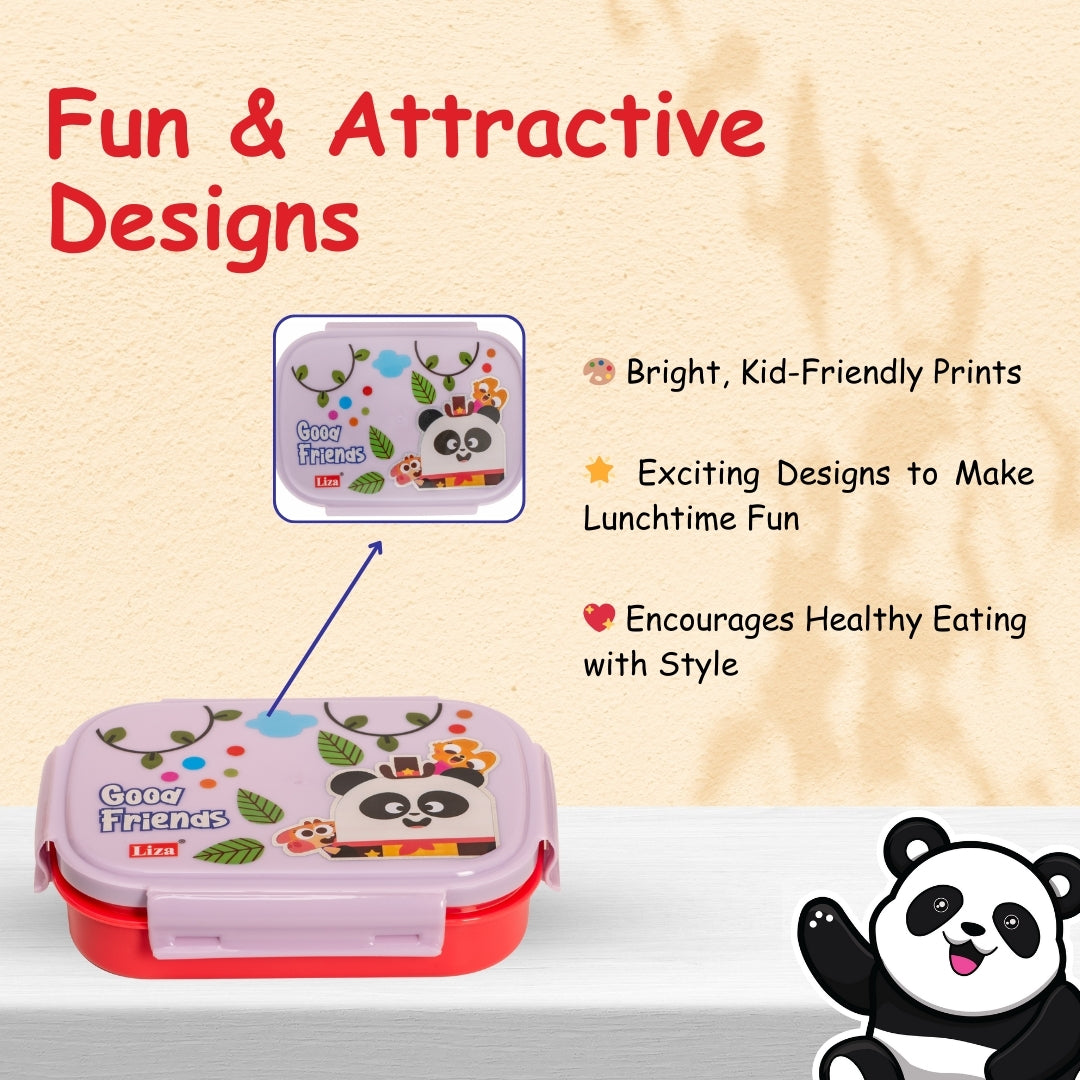 Adore Winner! Kids Stainless Steel Lunch box with Storage Box and Steel Spoon - Red