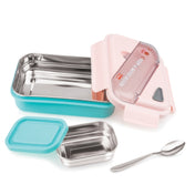 Adore Kids Meal! The Stainless Steel Lunch Box with Inner Box and Steel Spoon -Pink