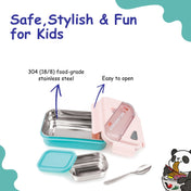 Adore Kids Meal! The Stainless Steel Lunch Box with Inner Box and Steel Spoon -Pink