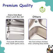Adore Kids Meal! The Stainless Steel Lunch Box with Inner Box and Steel Spoon -Pink