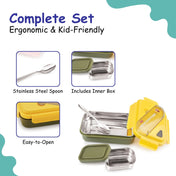 Adore Kids Meal! The Stainless Steel Lunch Box with Inner Box and Steel Spoon - Yellow
