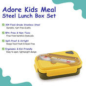 Adore Kids Meal! The Stainless Steel Lunch Box with Inner Box and Steel Spoon - Yellow