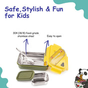 Adore Kids Meal! The Stainless Steel Lunch Box with Inner Box and Steel Spoon - Yellow