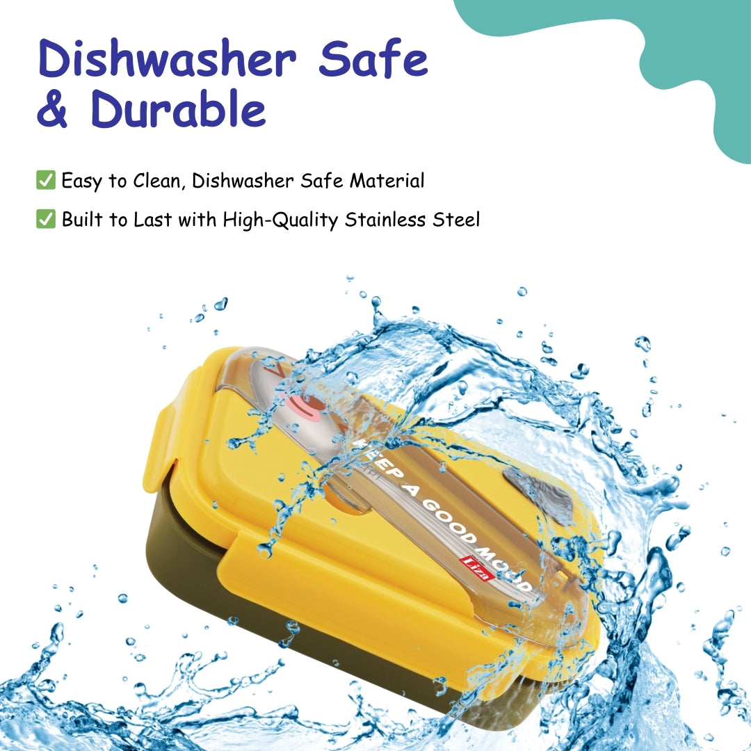 Adore Kids Meal! The Stainless Steel Lunch Box with Inner Box and Steel Spoon - Yellow