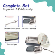 Adore Kids Meal! The Stainless Steel Lunch Box with Inner Box and Steel Spoon - Brown