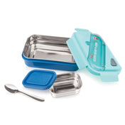 Adore Kids Meal! The Stainless Steel Lunch Box with Inner Box and Steel Spoon - Blue