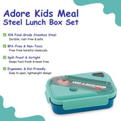 Adore Kids Meal! The Stainless Steel Lunch Box with Inner Box and Steel Spoon - Blue