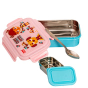 Adore Good Food! The Stainless Steel Lunch box with inner box and steel spoon - Blue