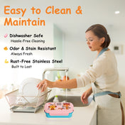 Adore Good Food! The Stainless Steel Lunch box with inner box and steel spoon - Blue