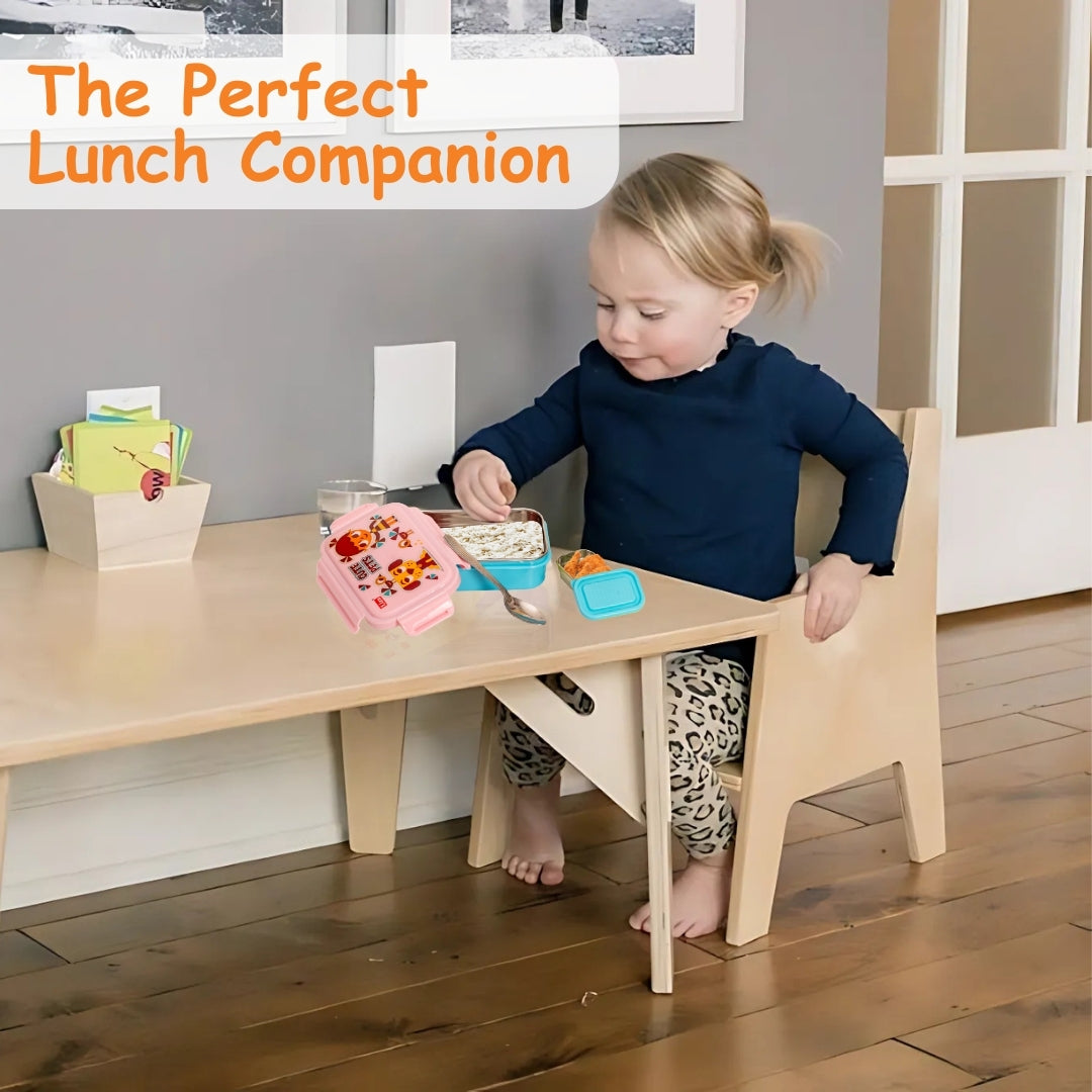 Adore Good Food! The Stainless Steel Lunch box with inner box and steel spoon - Blue