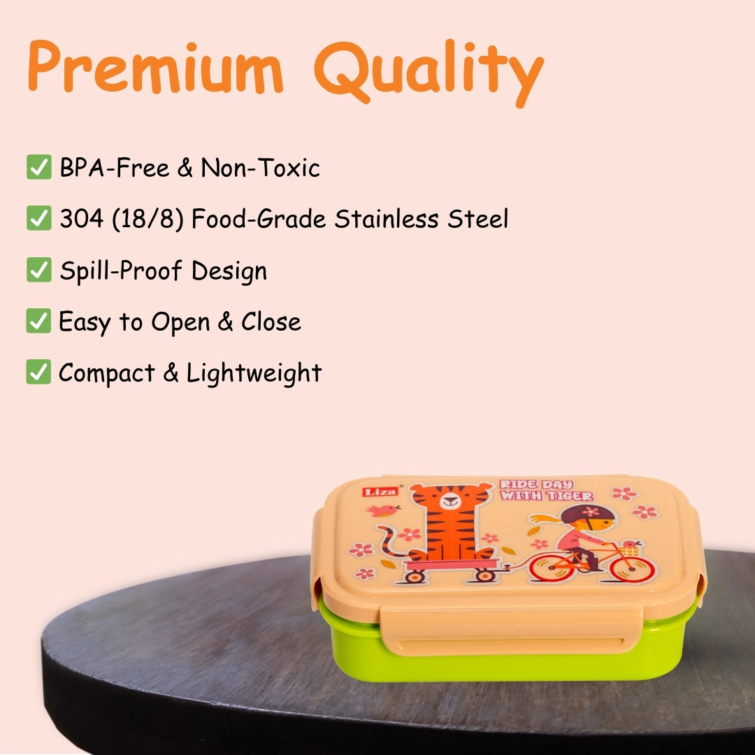 Adore Good Food! The Stainless Steel Lunch box with inner box and steel spoon - Green