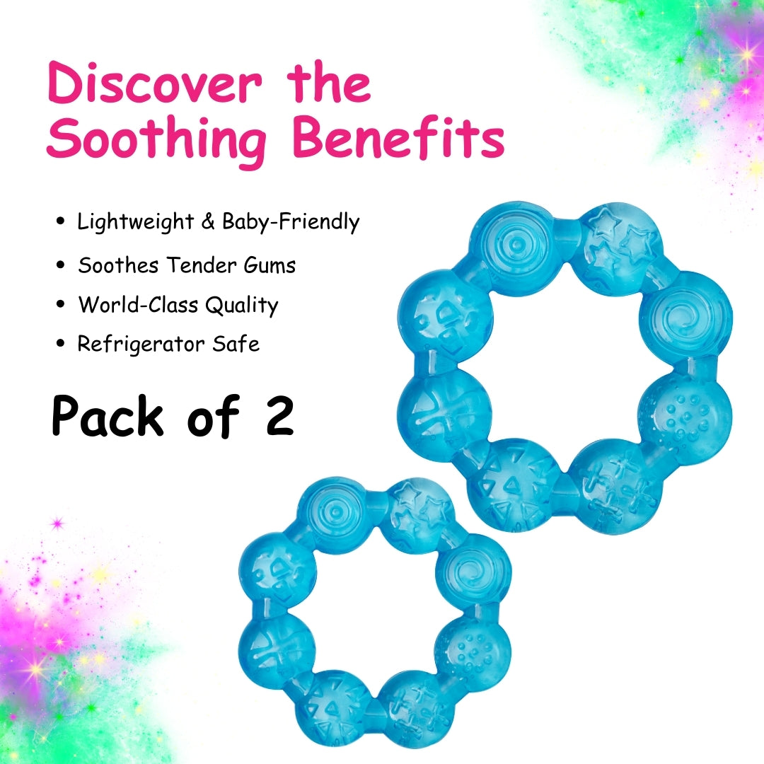 Adore Luscious Water Filled EVA Teether- Beads Blue- 2pack