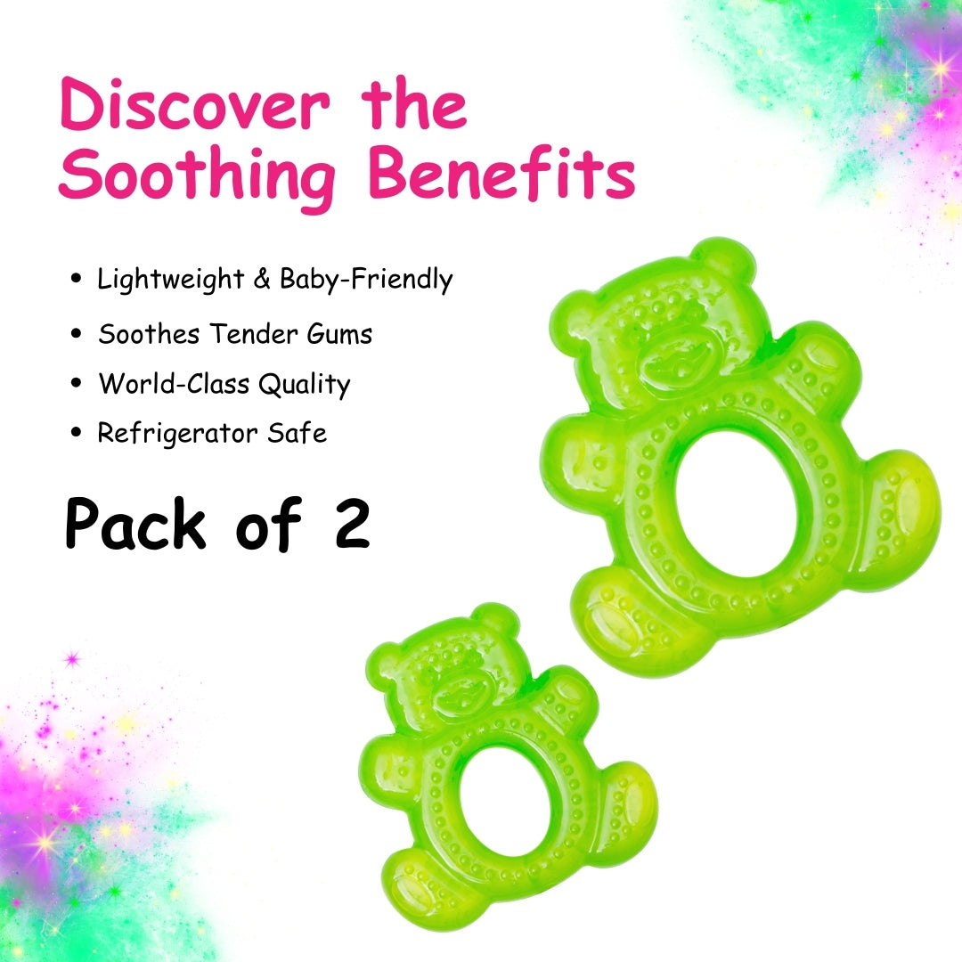 Adore Luscious Water Filled EVA Teethers- Green Teddy -2pack