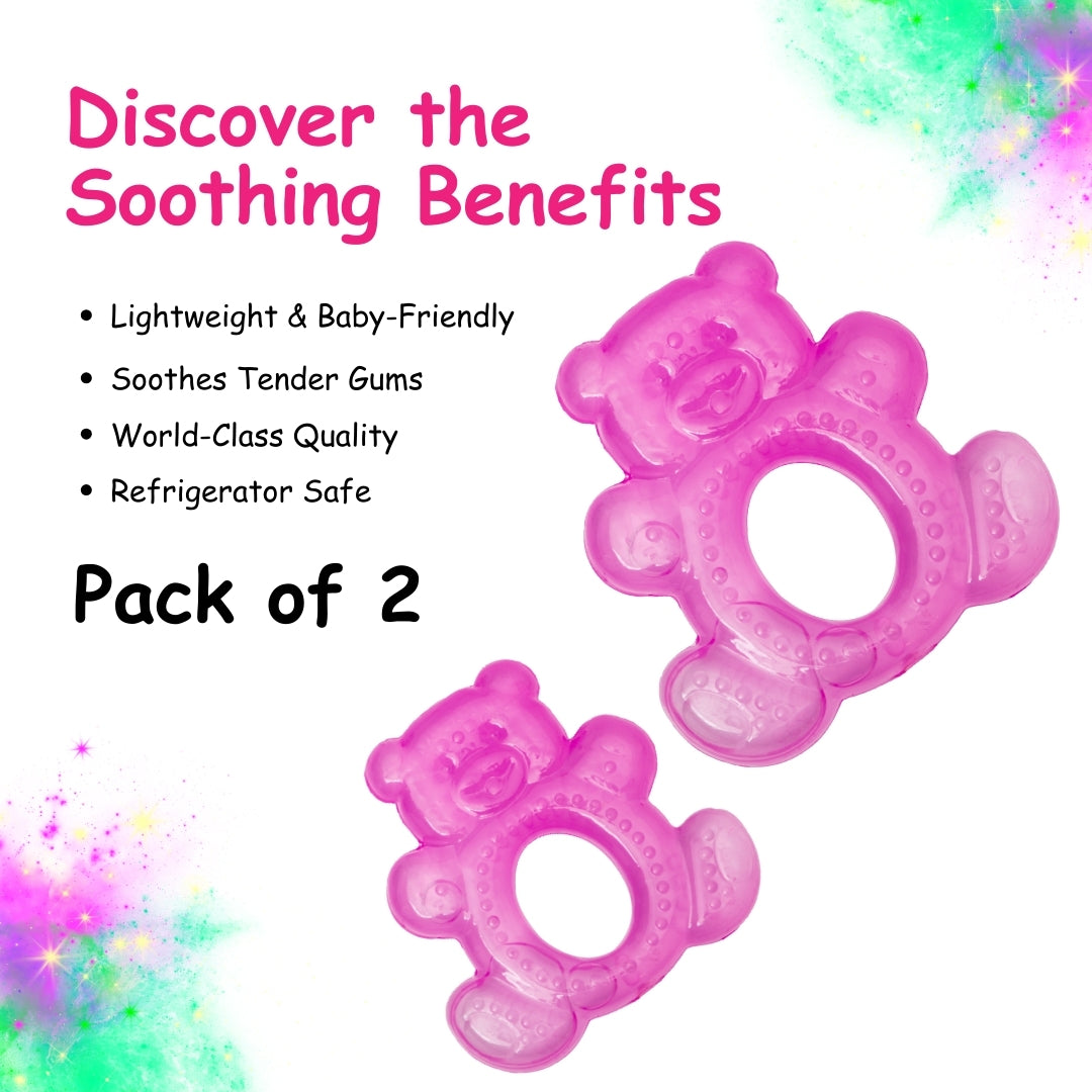 Adore Luscious Water Filled EVA Teethers- Pink Teddy -2pack