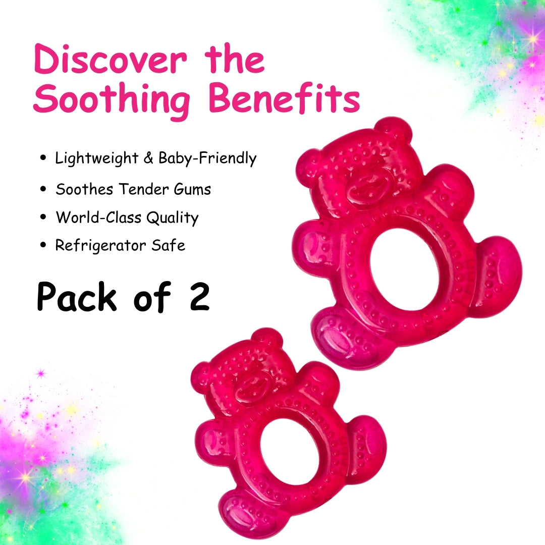 Adore Luscious Water Filled EVA Teethers- Dark Pink Teddy-2pack