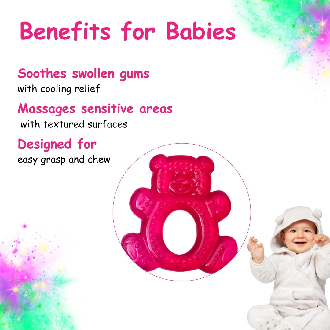 Adore Luscious Water Filled EVA Teethers- Dark Pink Teddy-2pack