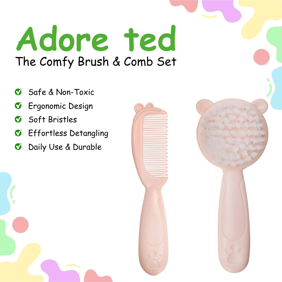 Adore Ted- The Teddy Design Brush and Comb set- Beige