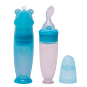 Adore Mr.Bear Baby Premium Silicon Squeeze Feeder with Cap & Storage Case- 100ml- Blue