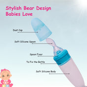 Adore Mr.Bear Baby Premium Silicon Squeeze Feeder with Cap & Storage Case- 100ml- Blue
