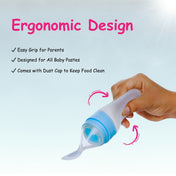 Adore Mr.Bear Baby Premium Silicon Squeeze Feeder with Cap & Storage Case- 100ml- Blue