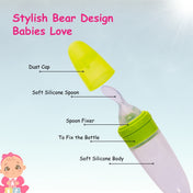 Adore Mr.Bear Baby Premium Silicon Squeeze Feeder with Cap & Storage Case- 100ml- Green